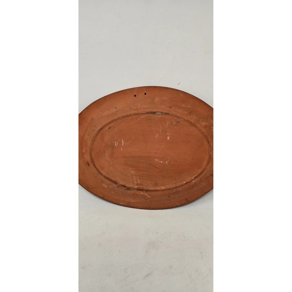 Vtg Mexican storyteller folk art fish terracotta wall art hand painted‎ plate